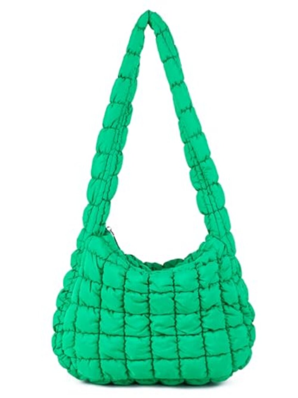 Nylon Quilted Puffer Shoulder Bag Crossbody Hobo Purse with Chain Strap